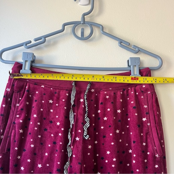 Nautica Women’s Pajama Pants Small S Burgundy Velour Star Print Lounge Sleepwear - Picture 6 of 6